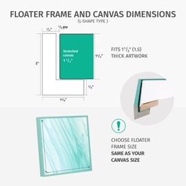 PIXY CANVAS Floater Frame 16x16 for 1-1/2 (1.5) inch Deep Canvas Paintings/Canvas Prints/Wood Canvas Panels/Wall Art/Wall Decor/Home Decor/Artwork (Antique Silver, 16 x 16 inch, Square)