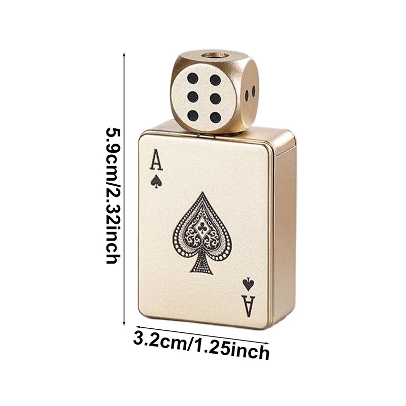 Black Spade A Card Lighter with 360° Spinning Dice, Jet