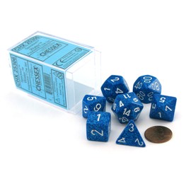 Polyhedral 7-Die Speckled Dice Set - Water