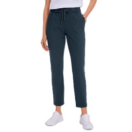 CRZ YOGA Womens 4-Way Stretch Ankle Golf Pants - 7/8 Dress Work Pants Pockets Athletic Travel Casual Lounge Workout True Navy Large