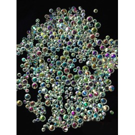 M00963 MOREZMORE 250pc Faux Diamonds Fake Acrylic Miniature Diamonds Aurora Borealis 2 Sizes Mix for Making Puppet Props or Doll Jewelry Sizes: 4 mm, 8 mm Diamond Confetti Miniature Jewels