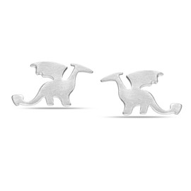 LeCalla 925 Sterling Silver Small Lightweight Dragon Stud Earrings for Teen 11 MM