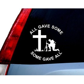 All Gave Some Some Gave All Soldier Kneeling Army Respect Decal Vinyl Sticker|Cars Trucks Vans Walls Laptop| White |5.5 x 5 in|CCI737