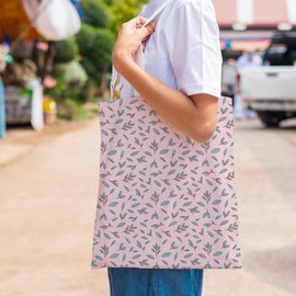 Purple Flower Tote Bag for Women, Reusable Beach Bag Grocery Shopping Bag, Wife Women Appreciation Christmas Birthday Gifts, Aesthetic Cotton Canvas Tote Bag with Pattern for Camping, Yoga