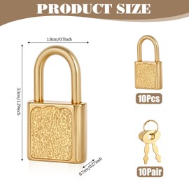 10 PCS Mini Padlock with Keys Cute Diary Padlocks, Jewelry Box Lock, Archaize Storage Lock with Key for Wooden Boxes Jewelry Box Storage Box Lockable Diary Book Decor, Gold
