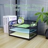 Paper Letter Tray with Handle, 3 Tier Metal Mesh Desk