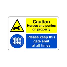 Safety First Display LTD Please keep this gate shut at all times sign - 1.2mm Rigid plastic for indoor/outdoor usage (300mm x 200mm) Viewing Distance within 7m.