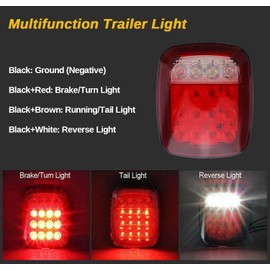 VISVIC 4 PCS 16 LED Universal Tail Lights, 12V Stop Tail Turn Signal Backup Reverse Brake Clearance Marker Lights for Trailer Truck RV Caravan Jeep Wrangler YJ TJ CJ, Red/White