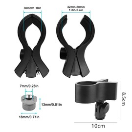 FUNNTY Mic Clip Holder 2 Pcs, Adjustable Microphone Stand Universal Handheld Large Mic Clip with 5/8" to 3/8" Screw Adapter