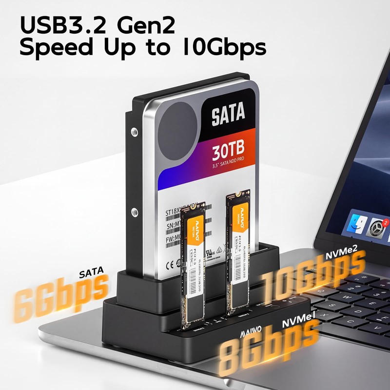 M.2 NVMe SSD to SATA HDD Bidirectional Cloner, 3-Bay NVMe