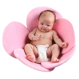 Almohadilla de baño para bebé con flores, cómoda y suave, para bañera, para bebés de 0 a 12 meses, lavable a máquina (amarillo)