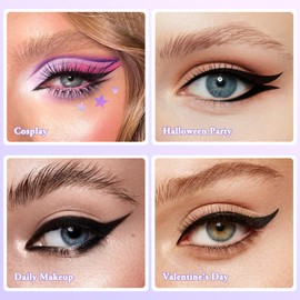 GEUUFEA 4 Sheets Eyeliner Stencil Stickers, Star Eye Winged and Smokey Eyeshadow Applicators Shaper Tool, Makeup Stencils Stickers for All Eye Shapes