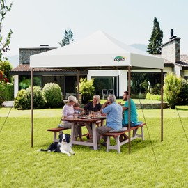 COBIZI 10x10 Pop Up Canopy Tent Heavy Duty with 4 Sidewall, Commercial Outdoor Easy Pop Up Gazebo for Party Wedding All Weather Waterproof UV 50+ with Carry Bag(Leg Upgraded),White