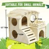 Fulxposs Hamster Cage Accessories,Hamster Hideout,Small Pets Activity Toy Woodland House,Wooden