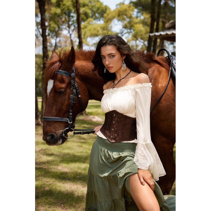 Renaissance Shirt for Women Off Shoulder Smocked Shirt Boho Lace