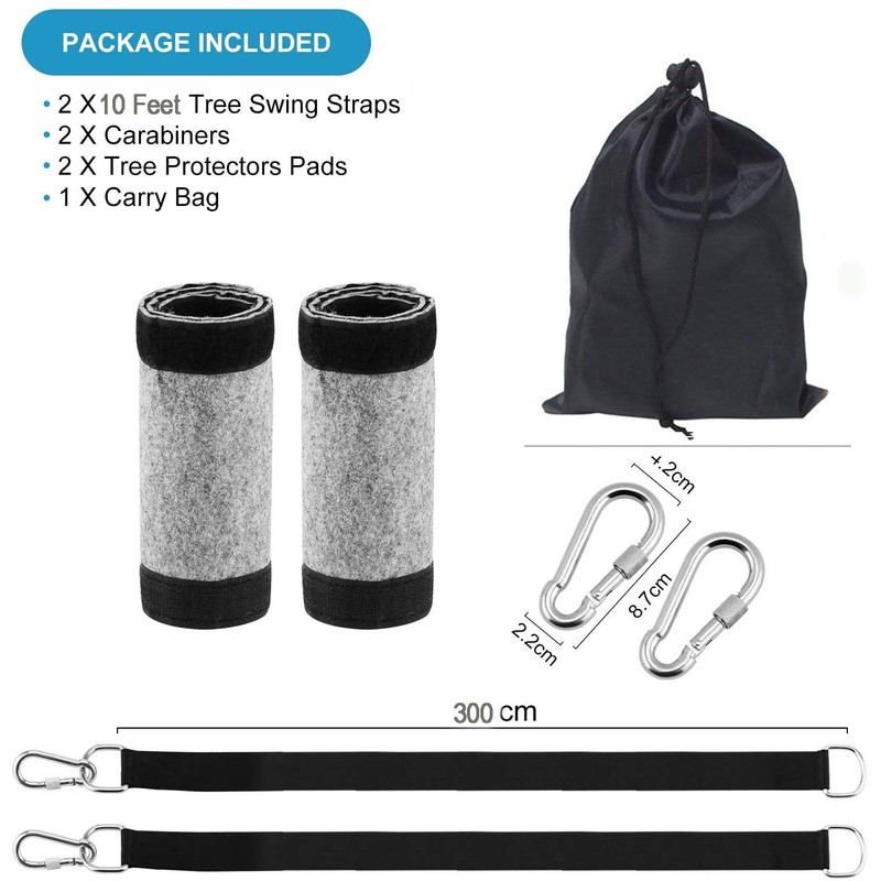Haibro Tree Swing Straps Hanging Kit -Two 10Ft Long Hammock