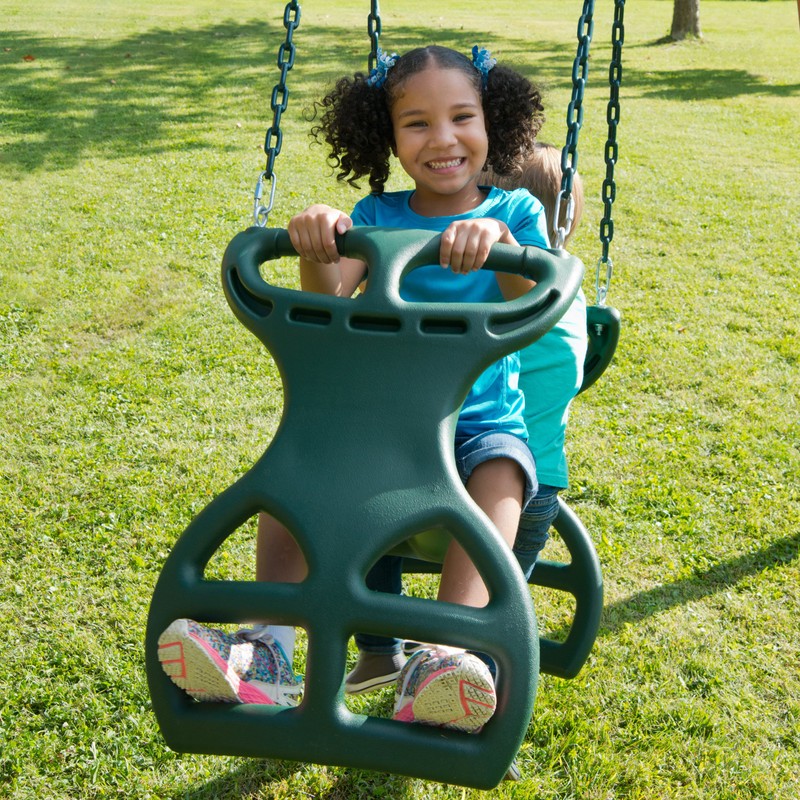 Gorilla Playsets 04-0037-G Dual Ride Glider Back-to-Back Tandem Swing, Green,