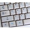 ENGLISH US NON-TRANSPARENT KEYBOARD DECALS with ADDITIONAL KEYS WHITE BACKGROUND