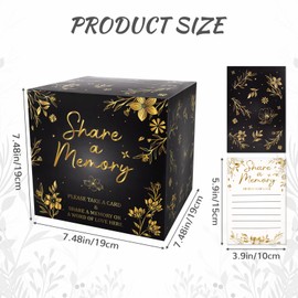 Beibunhn Share a Memory Box, Share a Memory Cards for Celebration of Life Decorations for Graduation, Memorial Guest Book for Funeral Favors Wedding Farewell Party Supplies (Black, Gold)