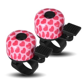 Pack of 2 Children's Bicycle Bell, Biker, Biker, Bell, Loud Pink, Accessories for Girls, Boys, Adults, for Road Bike, Scooter and Mountain Bike (Love Pattern)