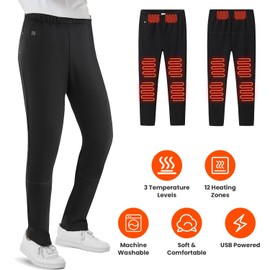 iMounTEK Heated Pants for Men Women Unisex Winter Heated Pants with 12 Heating Zones 5V USB Powered Winter Heating Trouser with 3 Heating Levels Machine Washable for Outdoor Winter Activities/3XL