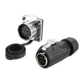 sourcing map LP24 10 Pin Waterproof Connector, IP68 Circular Connectors Male Female Aviation Plug Fast Locking, M24 Wire Plug Flange Socket for Outdoor Electrical (400V, 10A)