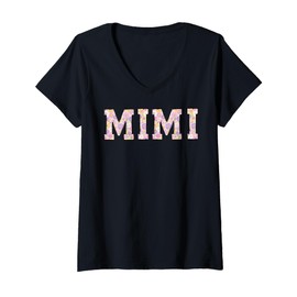 Womens Mimi floral grandma gift V-Neck T-Shirt