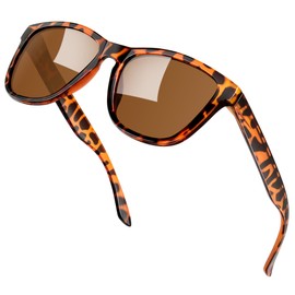 KANASTAL Brown Sunglasses Mens Polarised Leopard Brown Sunglasses Womens Retro Classic UV Protection Vintage Fishing Driving - Tortoiseshell Frame Brown Lens