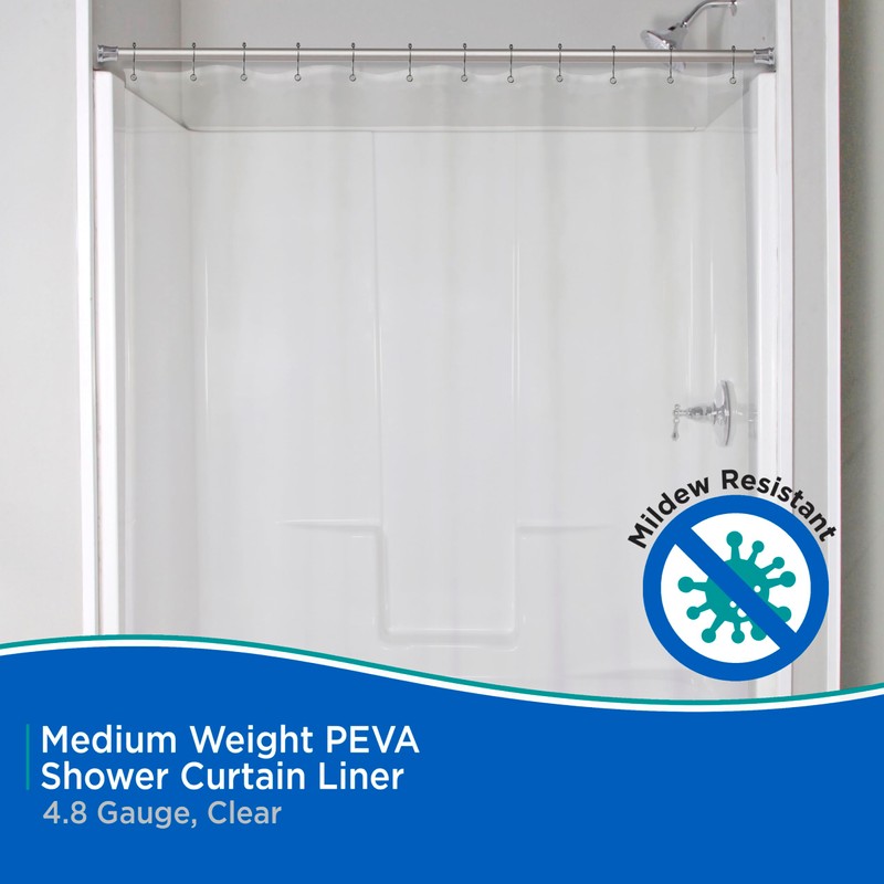 Kenney KN61443 Medium Weight 5 Gauge Waterproof PEVA Shower Curtain