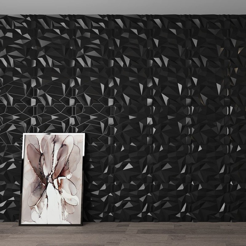 Art3d PVC 3D Diamond Wall Panel Jagged Matching-Matt Black, for