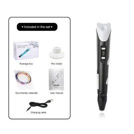[N] Niqueaura 3D Printing Pen with Display and Starter Filament Stencil Book and Charger Included for Kids Dream Drawing:_Black