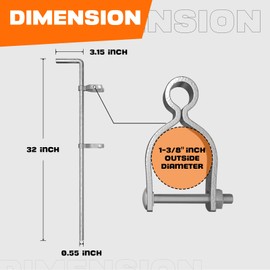 Amoskey Heavy Duty Gate Drop Rod - 1-3/8" 32" for Single or Double Chain Link Fence Gates, 1 Pack