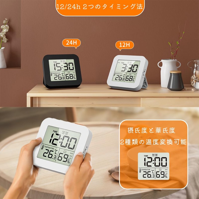 FUGSHIYI Bath Clock Digital Wall Mount Timer Thermometer Hygrometer Bathroom