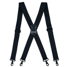 MELOTOUGH Mens Suspender 1.5 Inch Wide X Back Suspenders Black Adjustable Elastic Suspenders Braces with Heavy Duty Snap Hooks