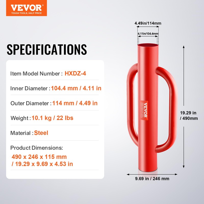 VEVOR Fence T Post Driver, 4.11" Inner Diameter Post Pounder