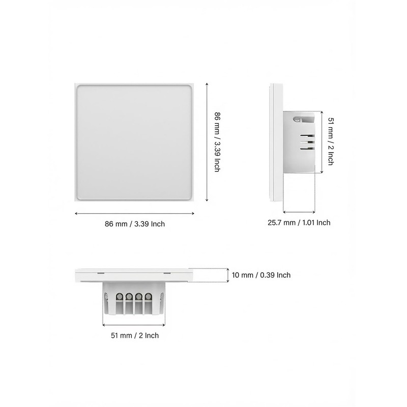 MOES Wlan Smart Light Switch, Flush-Mounted, Neutral Conductor Required, Glare-Free