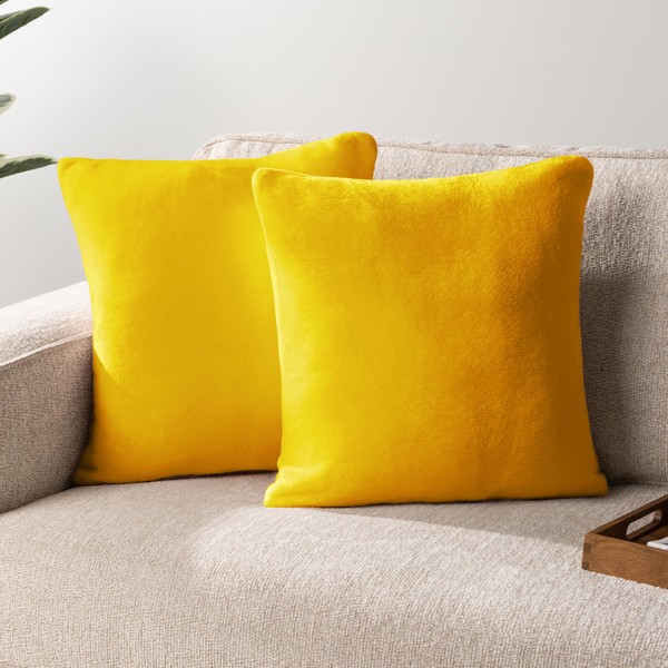 PAVILIA Mustard Yellow Throw Pillow Covers 18x18 Set of 2,