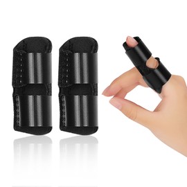 supregear Children's Finger Splints, Pack of 2 Adjustable Finger Support, Finger Stabiliser with Built-in Aluminium Strap for Broken, Sprains, Tendonitis and Swollen Fingers, Black
