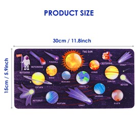 LAPONO Wooden Solar System Puzzle Toy for Children Sun and Planets Children's Puzzle DIY Wooden Puzzle Ornaments Thinking Training Learning Toy Gifts for Boys Girls Planet Puzzle, Colour F