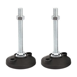 2 Pcs Niveladores de Muebles, D125×M14×L150 Altura Regulable hasta 150 mm Carga 250 kg Base de Goma de Acero al Carbón para Estantes, Maquinaria Mesas