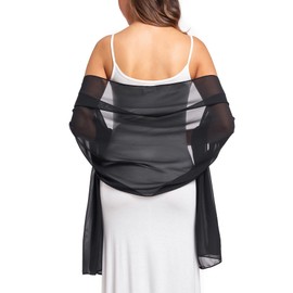 olyrjie Soft Chiffon Scarfs Shawls and Wraps for Evening Dresses Wedding Shawl Wraps Bridal Scarve for Women Black,72''×18''