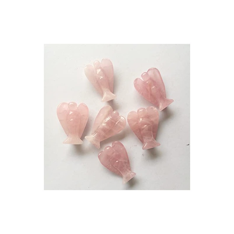 Manekieko Natural Rose Quartz Guardian Angel Statue, 50 mm Hand