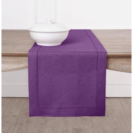 Solino Home Morado Camino de Mesa Lino 72 Pulgada Larga – 100% Lino Puro 14 x 72 Pulgadas Camino de Mesa – Vestidor Bufanda Comedor Granja Camino de Mesa – Classic Vainica
