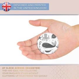 Destination Vinyl ltd Magnet for Refrigerator, Fridge BW - Cute Sea Creatures Whale Fun for Office, Cabinet and Whiteboard, Magnetic Stickers, 37982