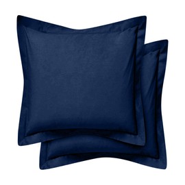 Cotton Metrics Heavy Quality European Square Pillow Shams Set of 2 Navy Blue 600TC 100% Organic Cotton Euro Pillow Shams 24x24 Pillow Cover, Cushion Cover Euro Size