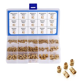 Pack of 300 thread inserts, M2, M2.5, M3, M4, M5, M6, 1/4 melting thread, with sorting box, press-in nuts, threaded inserts, for 3D printing accessories and plastic parts by heat or ultrasonic