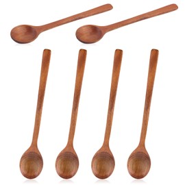 6pcs Small Wooden Spoons, 6.7 Inch Smooth Honey Spoon Wood Teaspoon Dessert Table Spoons for Cooking Serving Stirring Coffee Tea Honey Sugar Jar Condiment Kitchen Utensils