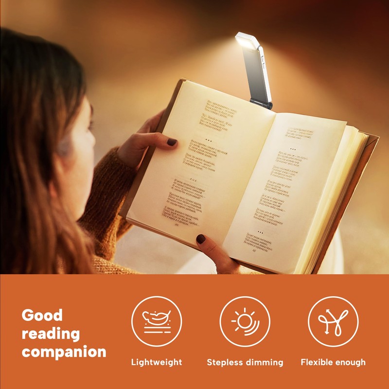 86lux Book Light, Rechargeable Reading Lights for Books in Bed,