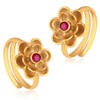 Aheli Gold Plated Rani Pink Synthetic Stone Studded Floral Adjustable
