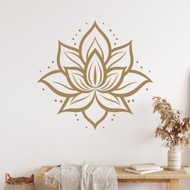 GRAZDesign Wandtattoo Lotus Lotusblume Mandala Blume Wandaufkleber Hindu für Wohnzimmer Schlafzimmer Flur aus Vinylfolie - 60x57cm / gold